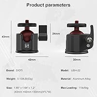 Vista 6 de SIOTI Mini adaptador de montaje de cabeza de bola, compatible con monopie/cámara de tarjeta digital/micrófono/teléfono inteligente/cámara