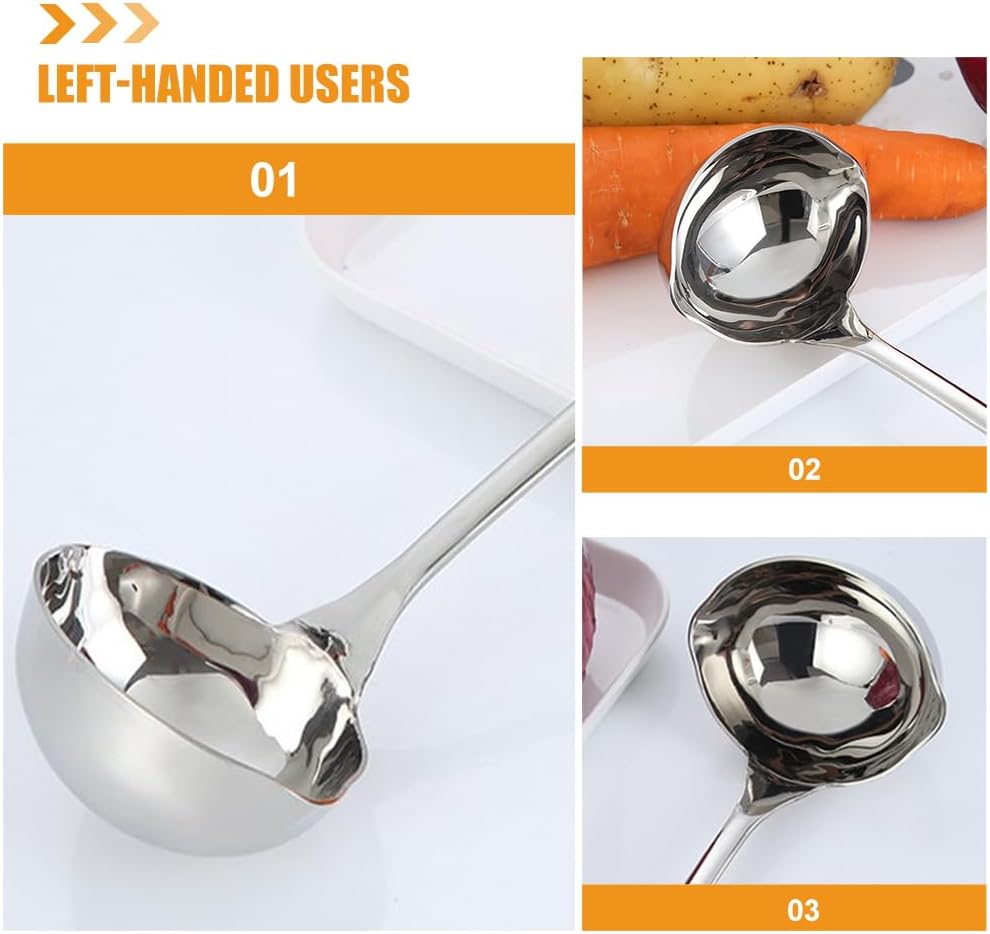 Spoon with Spout Soup Ladle Household Soup Scoop Stainless Ladle Kitchen Ladles for Pot Ladles for Serving Stainless Steel Scoop Multipurpose Hotel Supplies 201 Stainless Steel