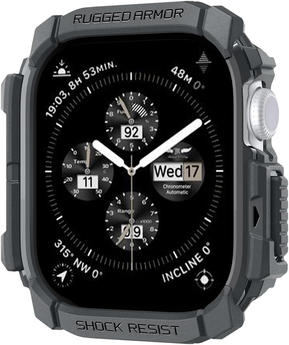 Spigen for Apple Watch Series 11/10 Case, Rugged Armor 46mm Cover - Dark Gray