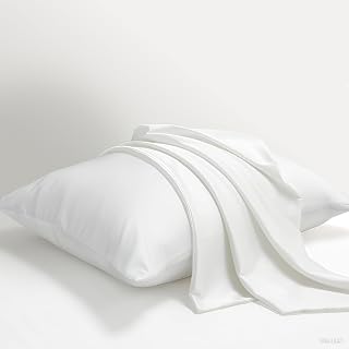 BPC Mulberry Silk Pillowcases Set of 2, 22 Momme Grade 6A Silk Pillow Cases Both Sided for Hair and Skin Health, Standard Size Silk Pillow Covers with Hidden Zipper (Solid White, 20''x26'')