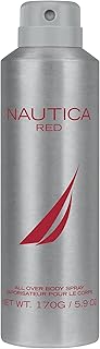 Nautica Color Red Deodorizing Body Spray for Men, Aromatic Fougere Fragrance, Notes of Black Pepper, Lavender and Rosemary, 6.0oz