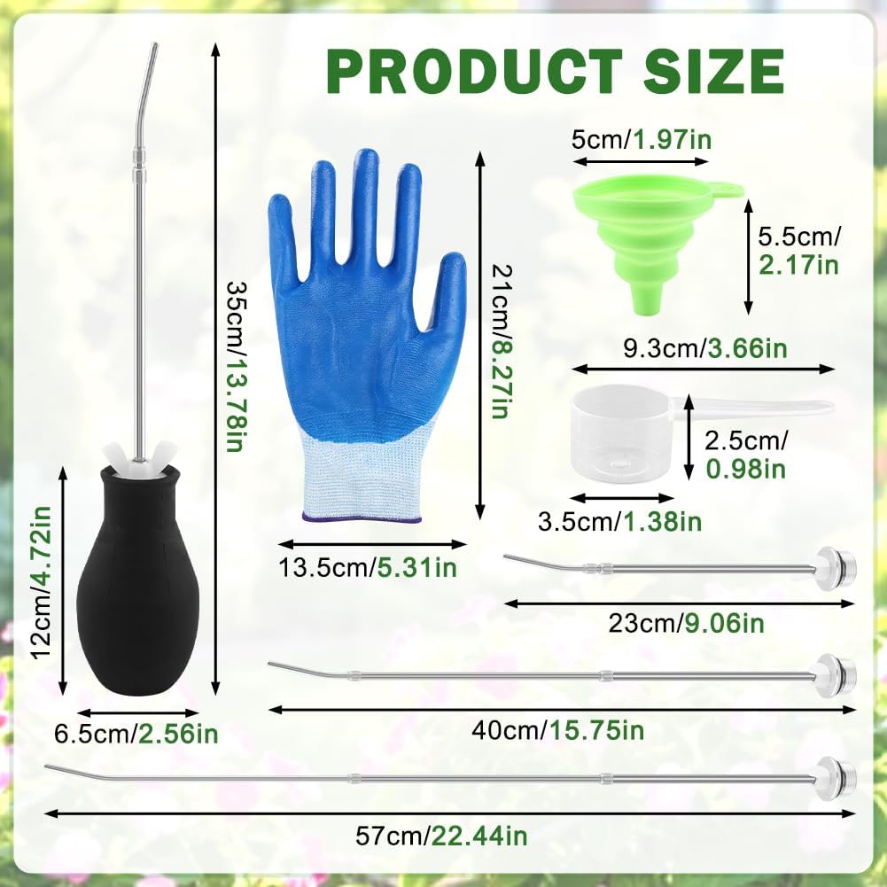 Diatomaceous Earth Powder Duster,9" to 22" Retractable Garden Duster Applicator Dispenser with Long Metal Tube,Bulb Duster Sprayer for Home Gardening Agricultural Supply(Black+Green+Blue)