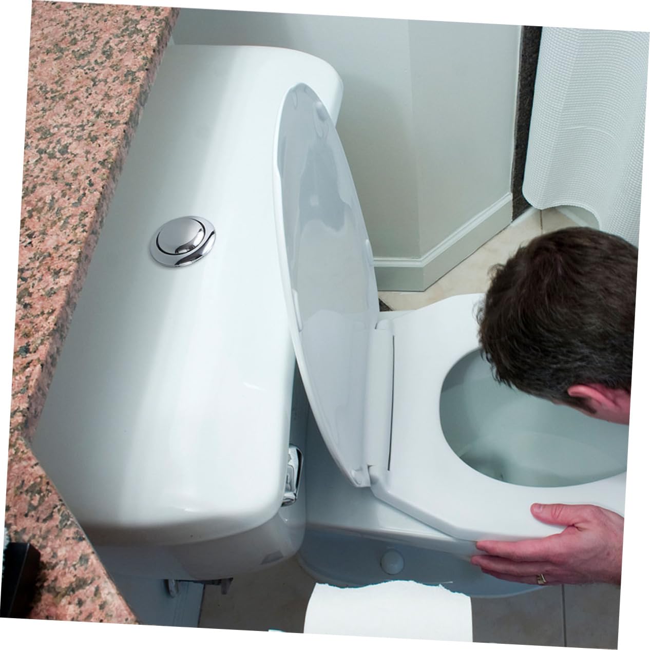 SHINEOFI 3 Set Pulsante Della Toilette Chiave Separare Pulsanti Serbatoio Wc Parti Spingere Pulsante Dello Sciacquone Singolo Sostituzione Del Pulsante Push Addominali Argento 12 Pezzi*3