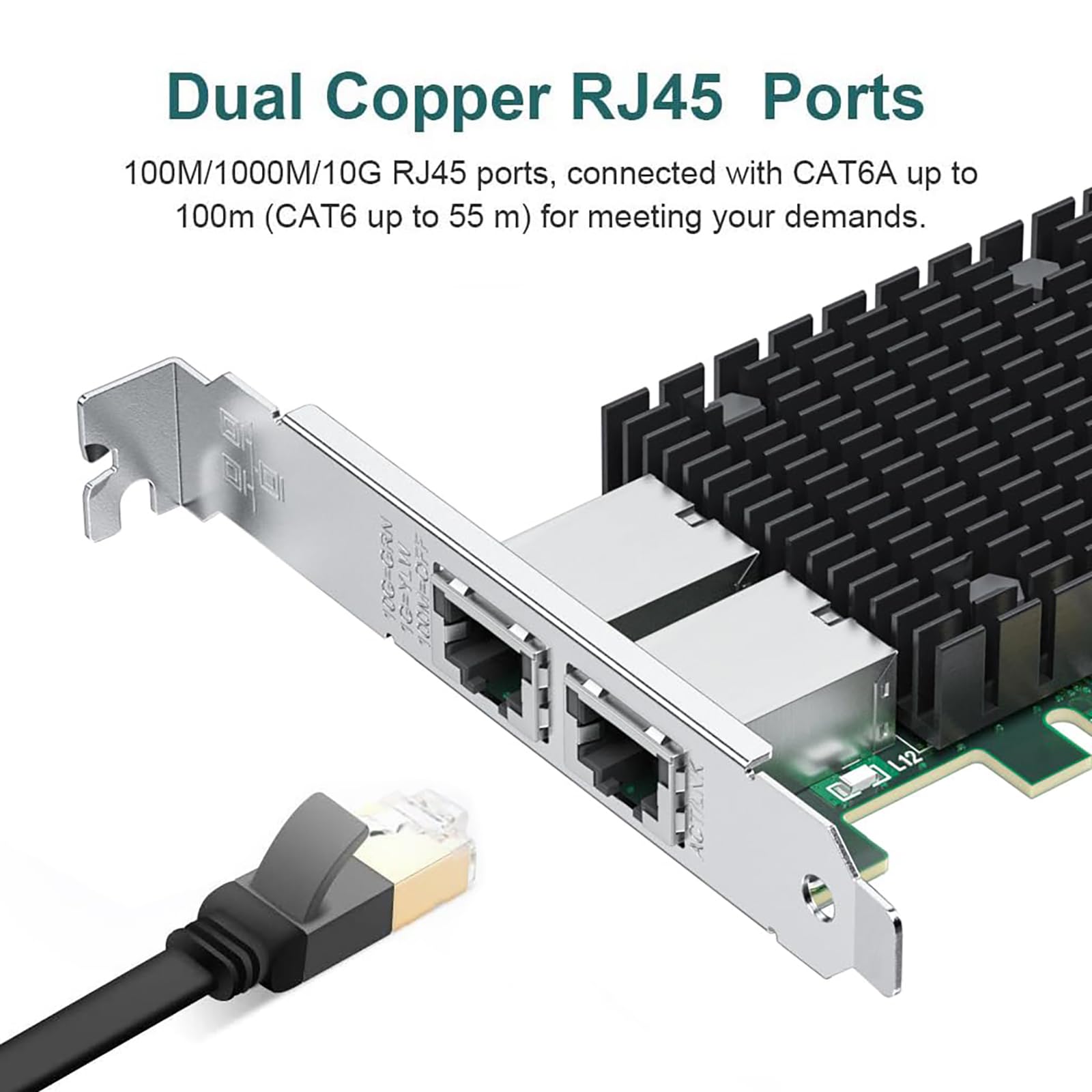 ipolex Carte réseau 10 GB, 2 Ports RJ45, Carte réseau 10GbE Comparer à Intel X540-T2, Prend en Charge Windows Server / Windows / Linux / VMware(ne Prend Pas en Charge Mac)
