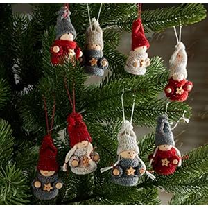 BRUBAKER 10-Piece Set Christmas Dolls - Wood/Knit - 3.2 Inches - Tree Ornaments in Wooden Box BRUBAKER 10 Piece Set Christmas Dolls WoodKnit 32 Inches Tree Ornaments in Wooden Box