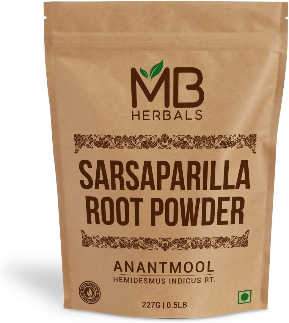 MB Herbals Sarsaparilla Root Powder 8 oz / 227 Gram | Anantmool Powder | Hemidesmus indicus Root Powder