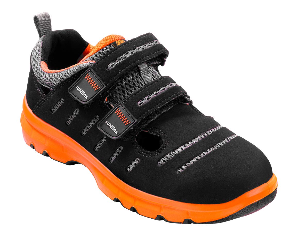 ruNNex® S1P-ESD-Sicherheitsklettsandale FlexStar, schwarz/orange, Gr. 42