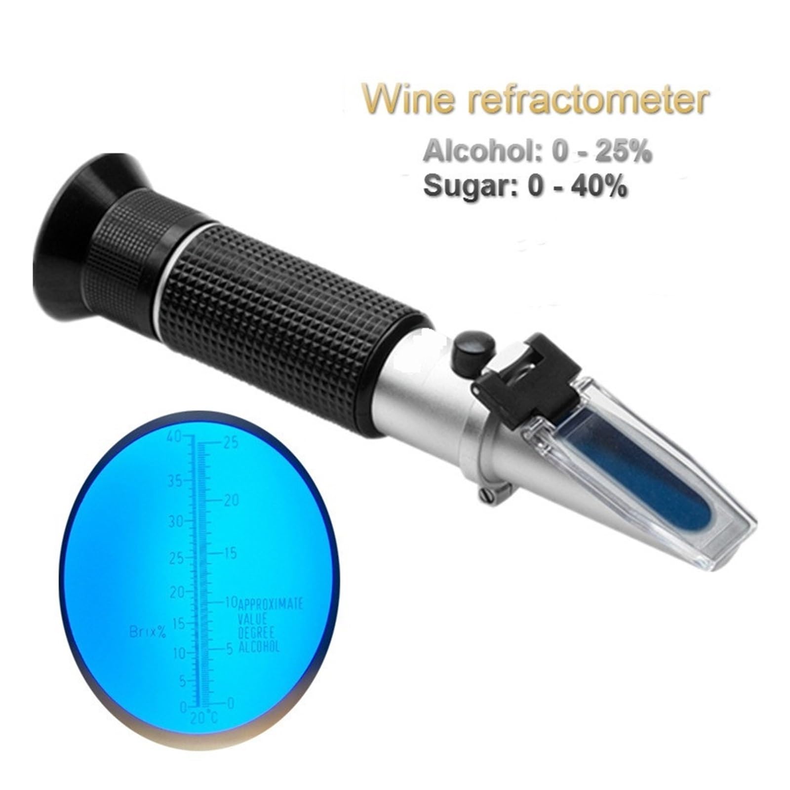 Refractómetro De Mano 25-40% Azúcar 0-25% Concentración Vino Medidor Óptico Contenido Mini Probador Medición Respuesta RáPida