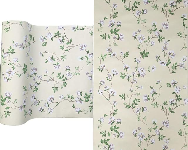 Self Adhesive Vinyl Floral Leaf Contact Paper Shelf Liner for Kitchen Backsplash Wall Window Cabinets Dresser Bookshelves Removable 60 x 300 cm