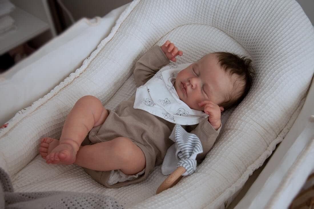 Zero Pam Realistas Muñeca Reborn Muñecas Ojos Cerrados, 50CM Realistas Muñeca Recién Nacida con Pelo, Muñeca De Vinilo De Silicona Cuerpo De Tela Suave, Bebes Reborn Muñecas para Niñas