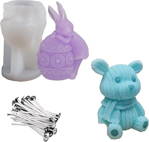 Miniatura 1 de 2 moldes para velas 3D animales molde antiadherente de resina epoxi fundición de silicona para hacer velas, jabón yeso