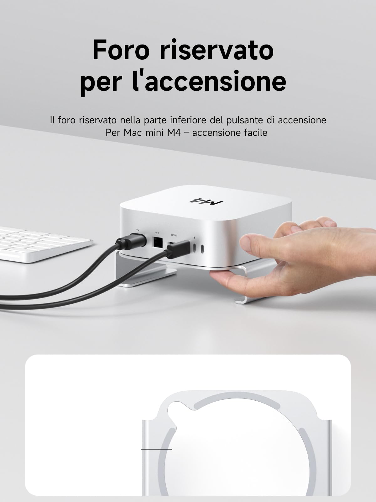 Hagibis Mac Mini M4 Supporto, Compatibile Con Mac Mini, In Lega Di Alluminio – Struttura Rialzata Con Ventilazione E Accesso Facilitato Ai Cavi (MMS03)