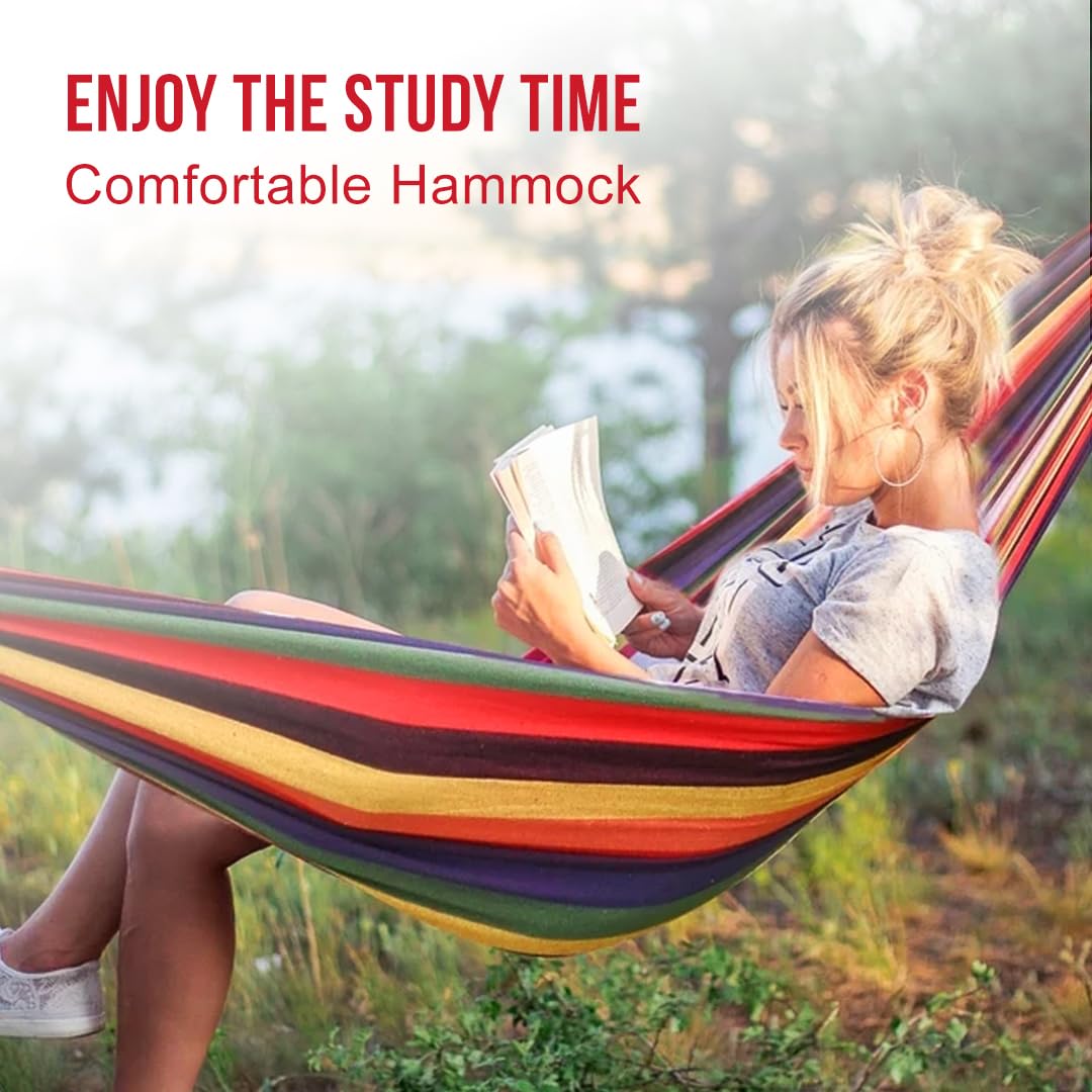 Aran co Ultra-Light Travel Camping Hammock with Tree Straps for Hanging - Durable Folding Hammock Up to 3.19lbs, Portable Hammock Camping for Indoor and Outdoor - Double/Red