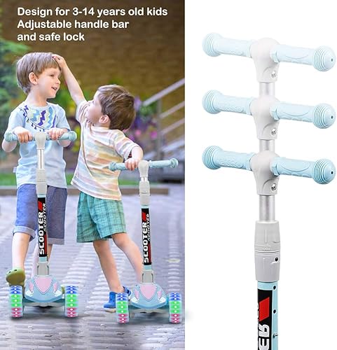 Miniatura 3 de Patinete para niños de 3 a 12 años  Patinete iluminado de 3 ruedas para bebés y niñas de 2 a 5 años, 3 alturas ajustables, cubierta extra ancha,