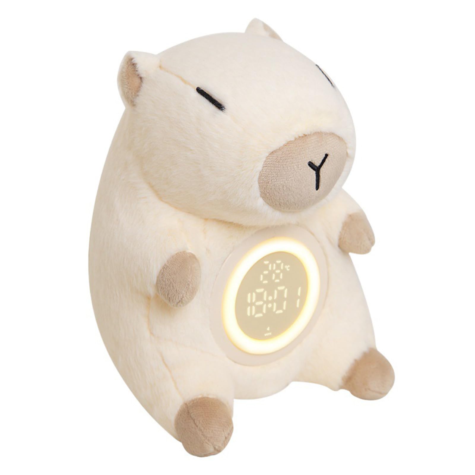 Tsophreniq Capybaras Alarm Clock Nightlight for Kids, USB Rechargeable Animal Lamp, Touch Activated with Dimming and Sleep Timers Capybaras Alarm Clock