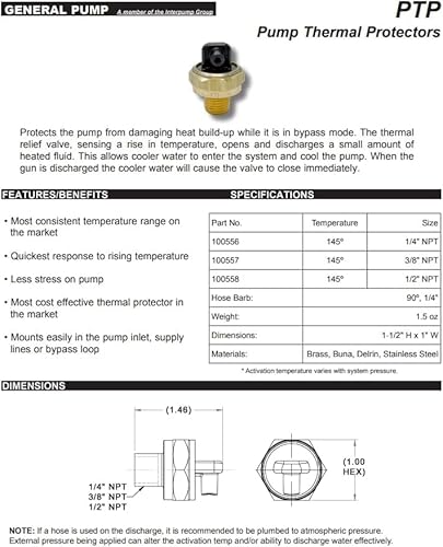 General Pump Thermal Protector - Temperature Rated to 145 Degrees F (1/4