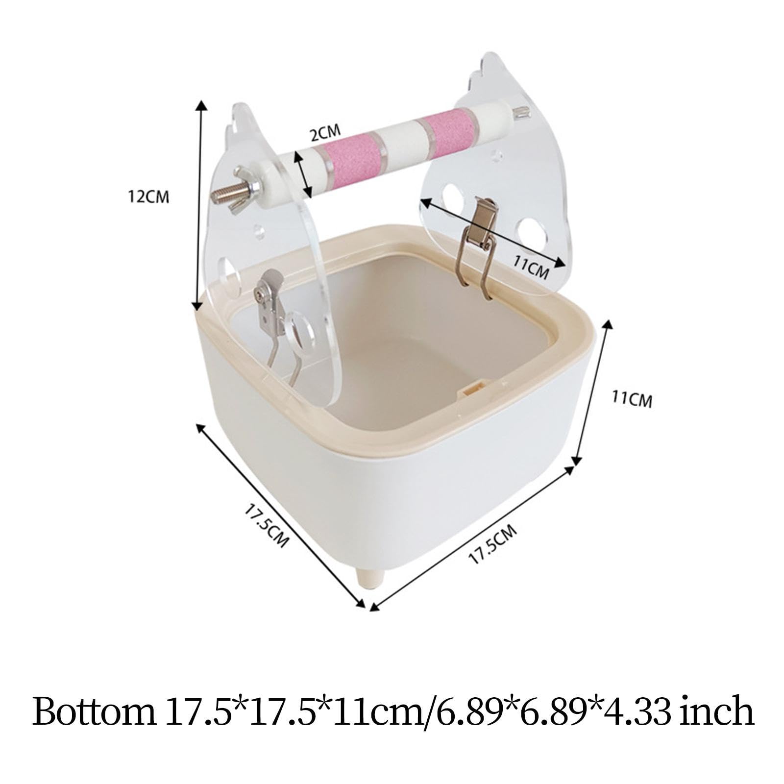 Support de Toilette pour Perroquet, Perchoir, Station de Nettoyage des Déjections, Poubelle en Acrylique, Station D'entraînement de Table avec MEU, Rose
