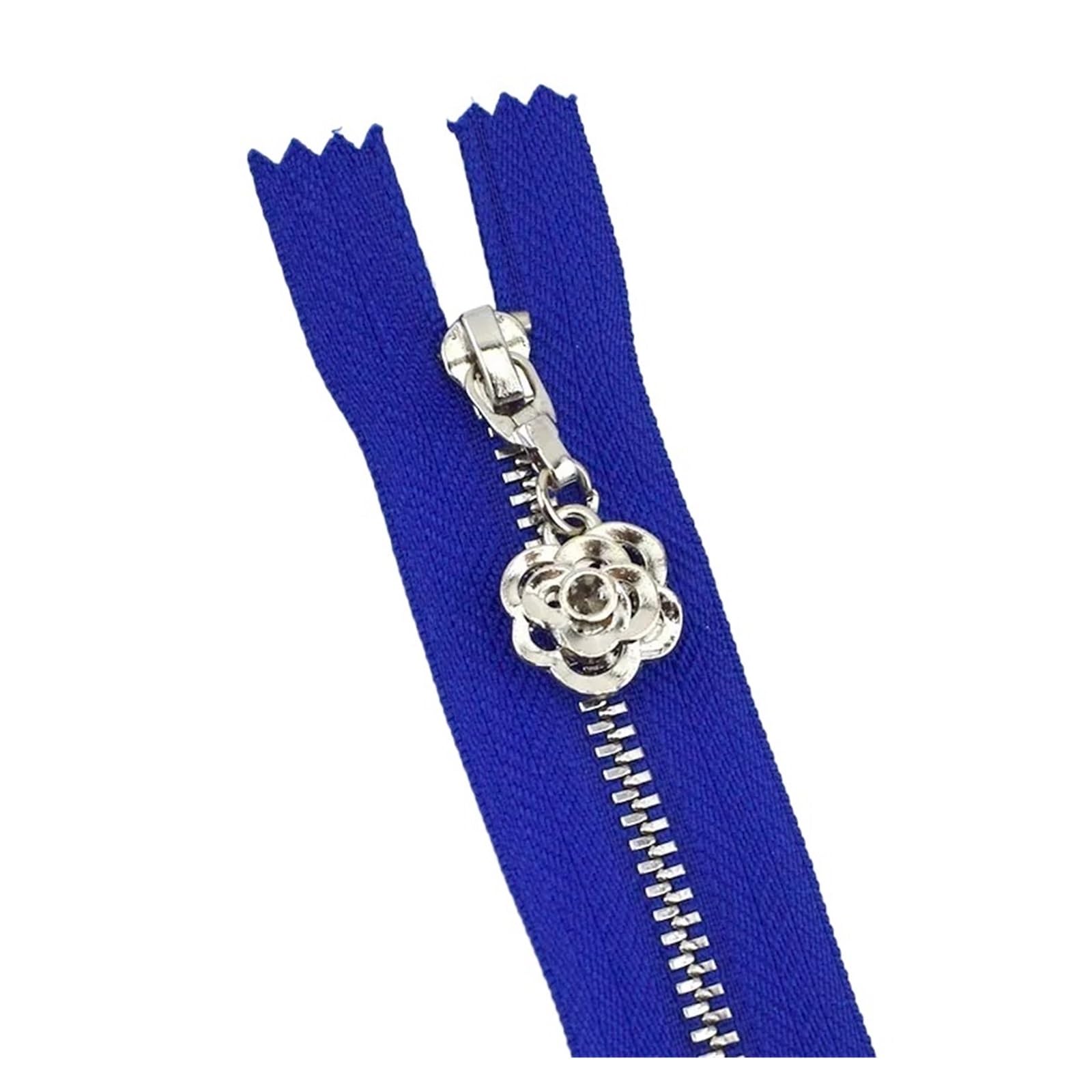 5Pcs 3# Metal Zipper for Sewing 30cm Close-End Zippers Silver Tooth Bag Decor Zip DIY Garment Accessories(ZA084-RoyalBlue)