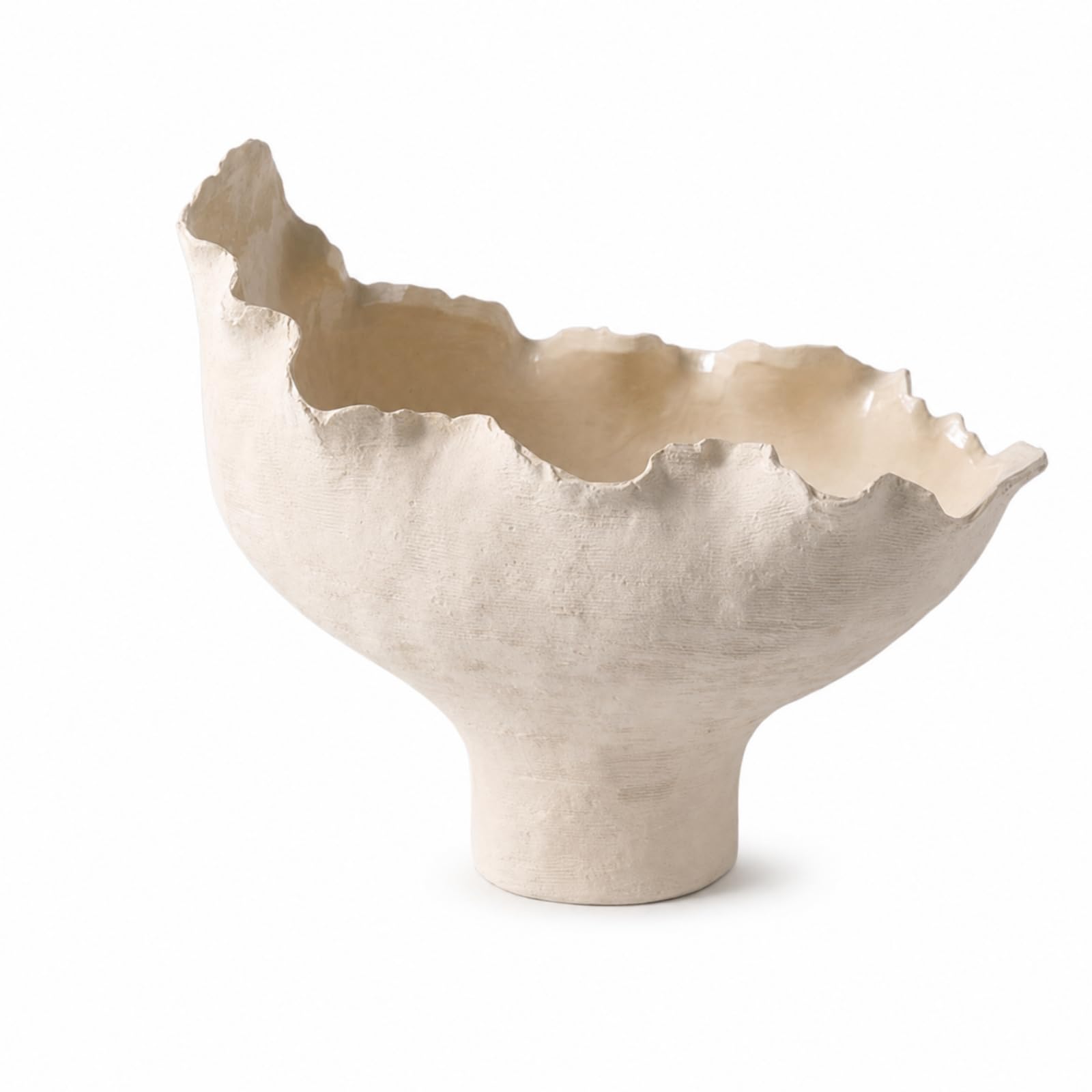 MagiDeal Jarrón de Cerámica Florero Escultural Vaso Decorativo Centro de Mesa Barro con Pátina Artesanal y Acabado Mate Que, Beige, C款 Beige Bajo 42 26 H35cm