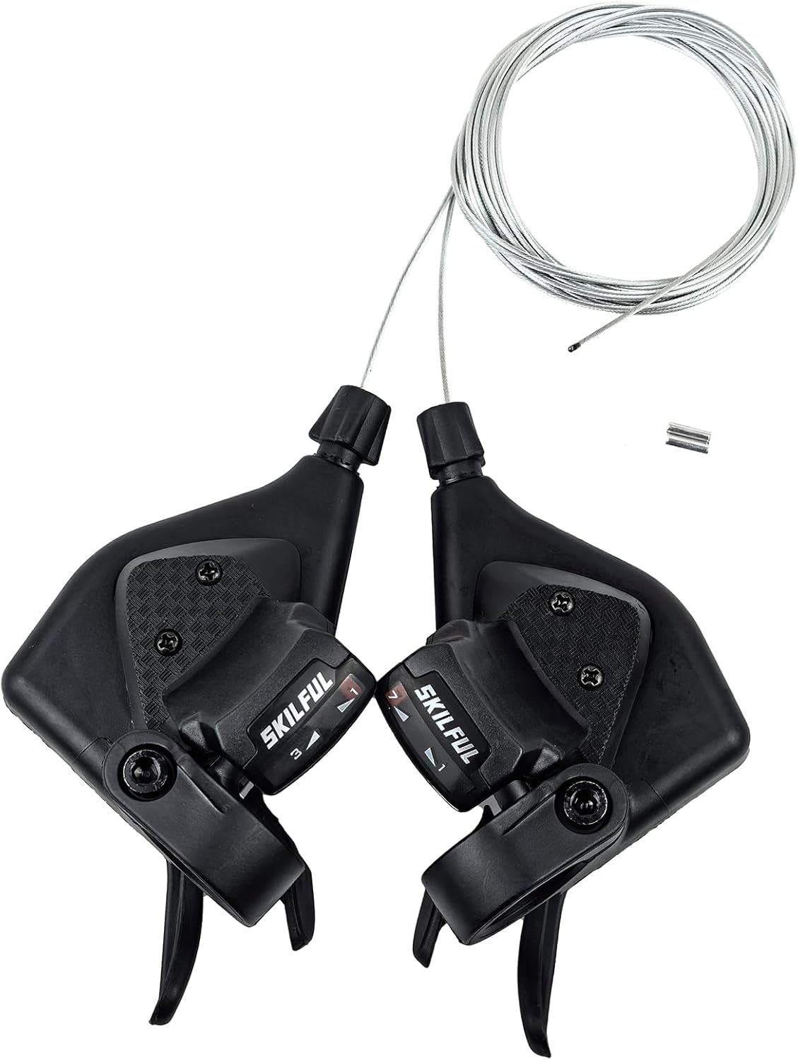 Bike Thumb Shifters 3x7/3x8 Speed 21/24 Speed Gear Shift Levers with Gear Indicator Left Right Pair for MTB Mountain Road Bike Tricycle