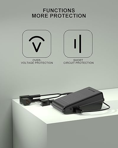 Miniatura 6 de Pedal de repuesto para cantante y cable de alimentación 979314-031 compatible con máquina de coser Singer 2517C, 2950C, 3270C, 362095, 362095-001,