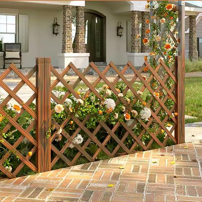 Paneles de madera expandibles de celosía de jardín de 180 cm de alto, enrejado independiente para plantas trepadoras y vides, particiones decorativas de barandilla para espacios al aire libre