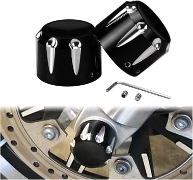 Front Axle Nut Cover Axle Caps Set Fit for Harley Sportster XL 1200 Dyna Softail Fat Boy Touring Street Road Electra Tri Glide 2 pcs Black