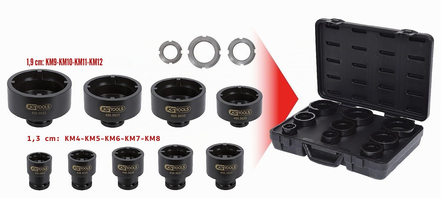 KS Tools 450.5020 Serie Chiavi Bussola per Ghiere Km, Denti Interni, 9 Pezzi