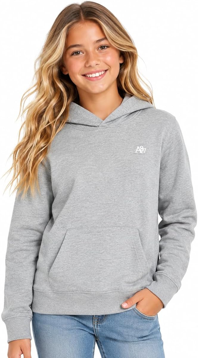 AEROPOSTALE Sudadera con capucha de forro polar de mezcla de algodón para niñas con bolsillos | Transpirable, tacto suave con calidez ligera, puños y dobladillo acanalados, amplio bolsillo tipo canguro, para edades de 7 a 16 años.