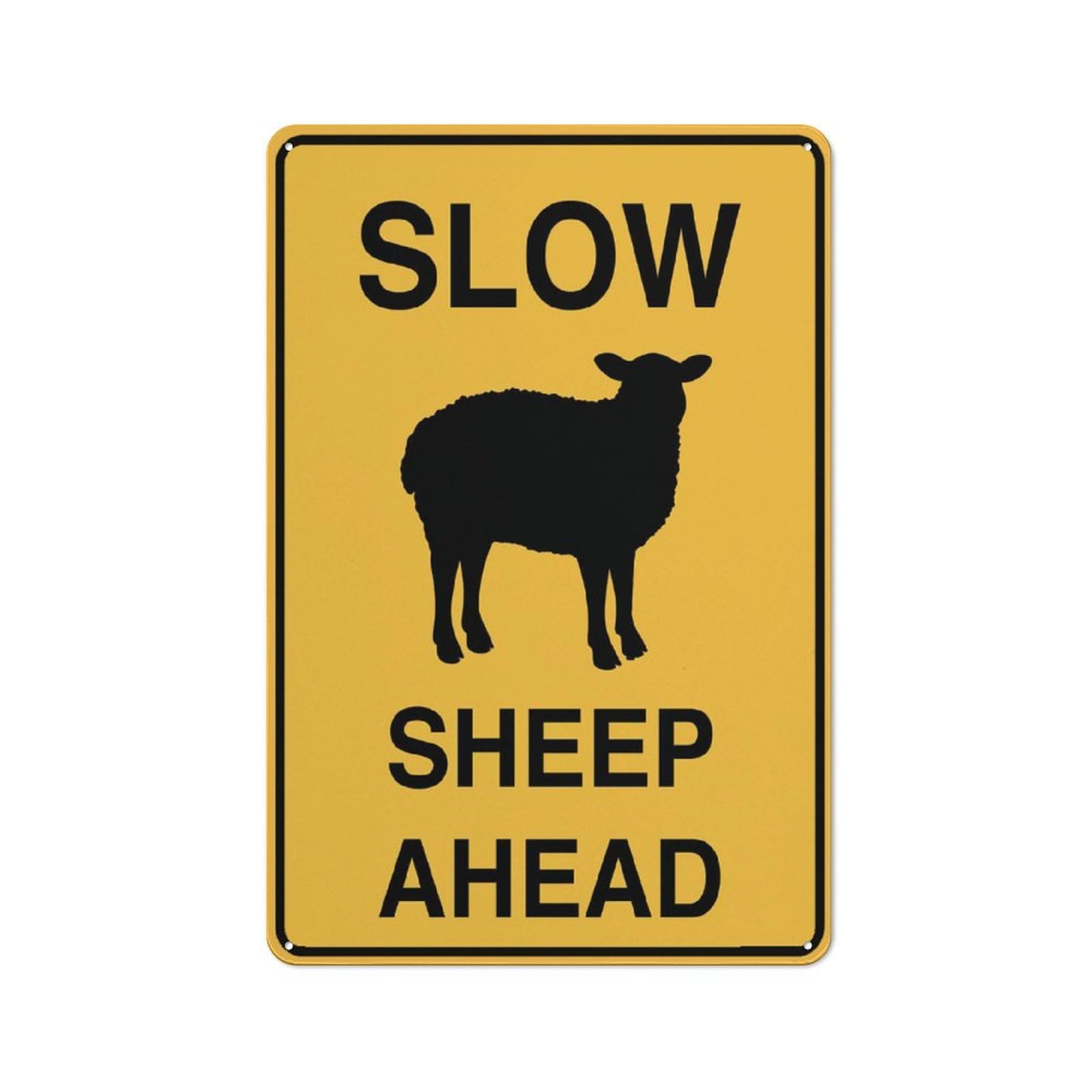 Slow Sheep Ahead Sign 12X8 Inches Metal Aluminum Signs, Weather Resistant, Weatherproof, Indoor Or Outdoor