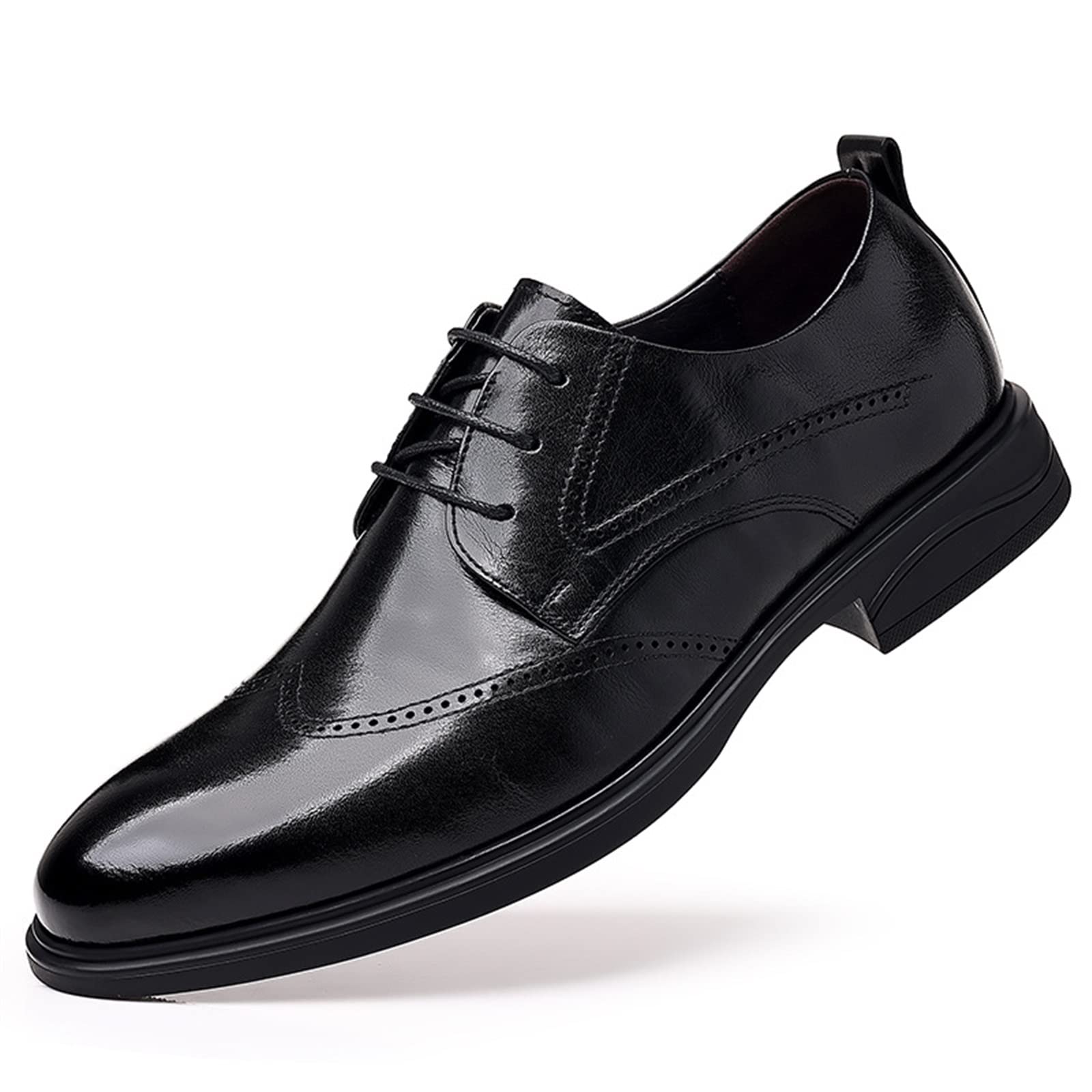 CARZE Skórzane buty męskie Brogue England biznesowe męskie buty codzienne czarne buty nowe skórzane buty męskie buty męskie(39)
