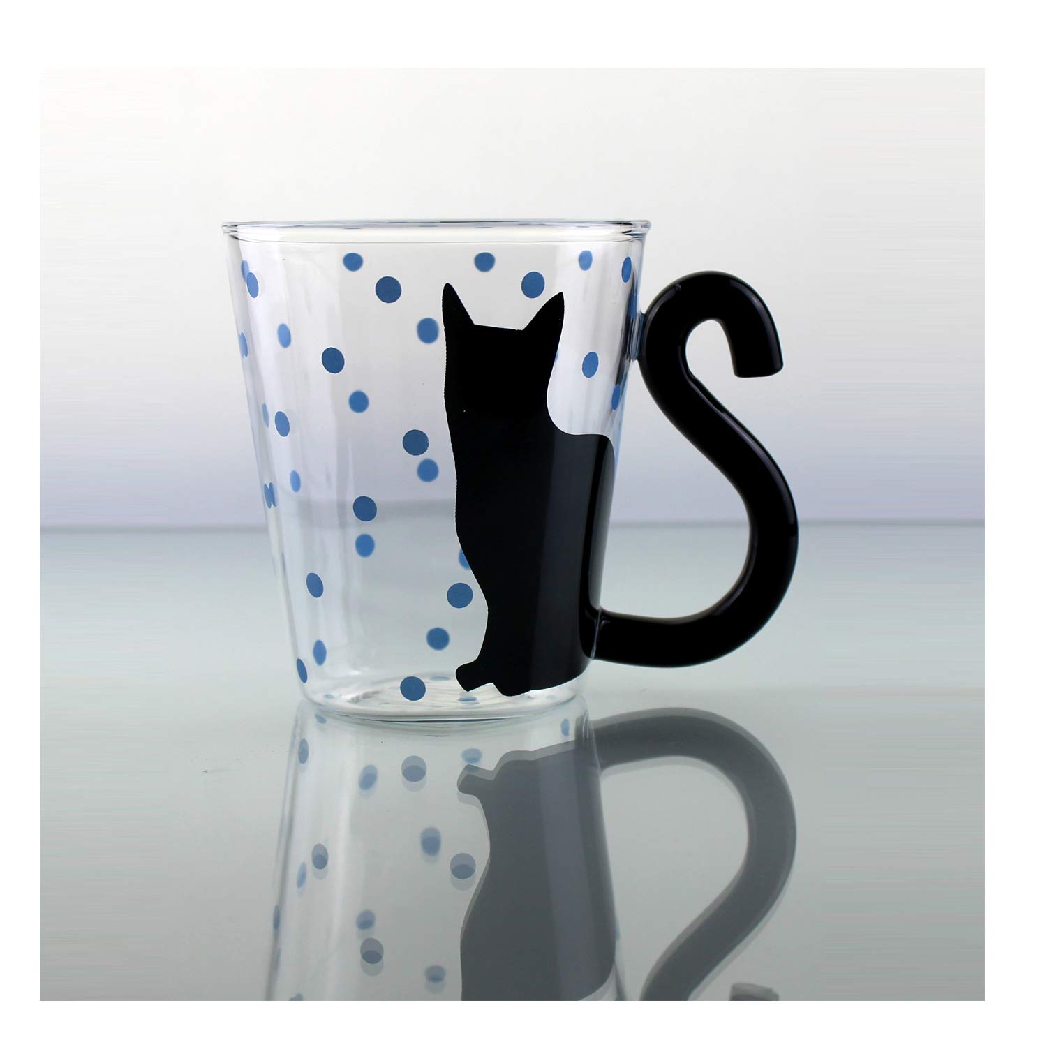 Café Glass Latte Coffee Mug Beer Mug Tea Cup Cat Tail Handle, Pack of Any Two - Image 5