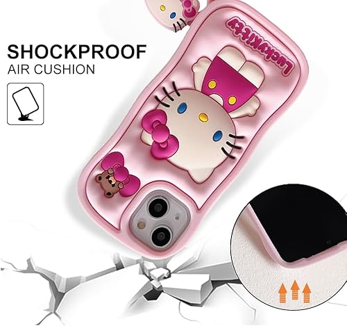 Miniatura 3 de Funda de silicona de dibujos animados para iPhone 11, bonita y divertida funda 3D de personaje de gatito kawaii para niños y mujeres