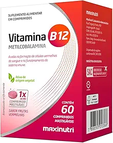 Vitamina B12 Comprimidos Mastigáveis (60 comp), Único, MaxiNutri
