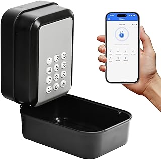 Smart Schlüsselbox, Schlüsseltresor Elektronisch mit Zahlencode Aussen, Bluetooth Schlüsselkasten Wandmontage mit 6-Stellige Zahlen, Wasserdicht Schlüsselsafe für Haus Garage Wohnung, Ferienunterkunft