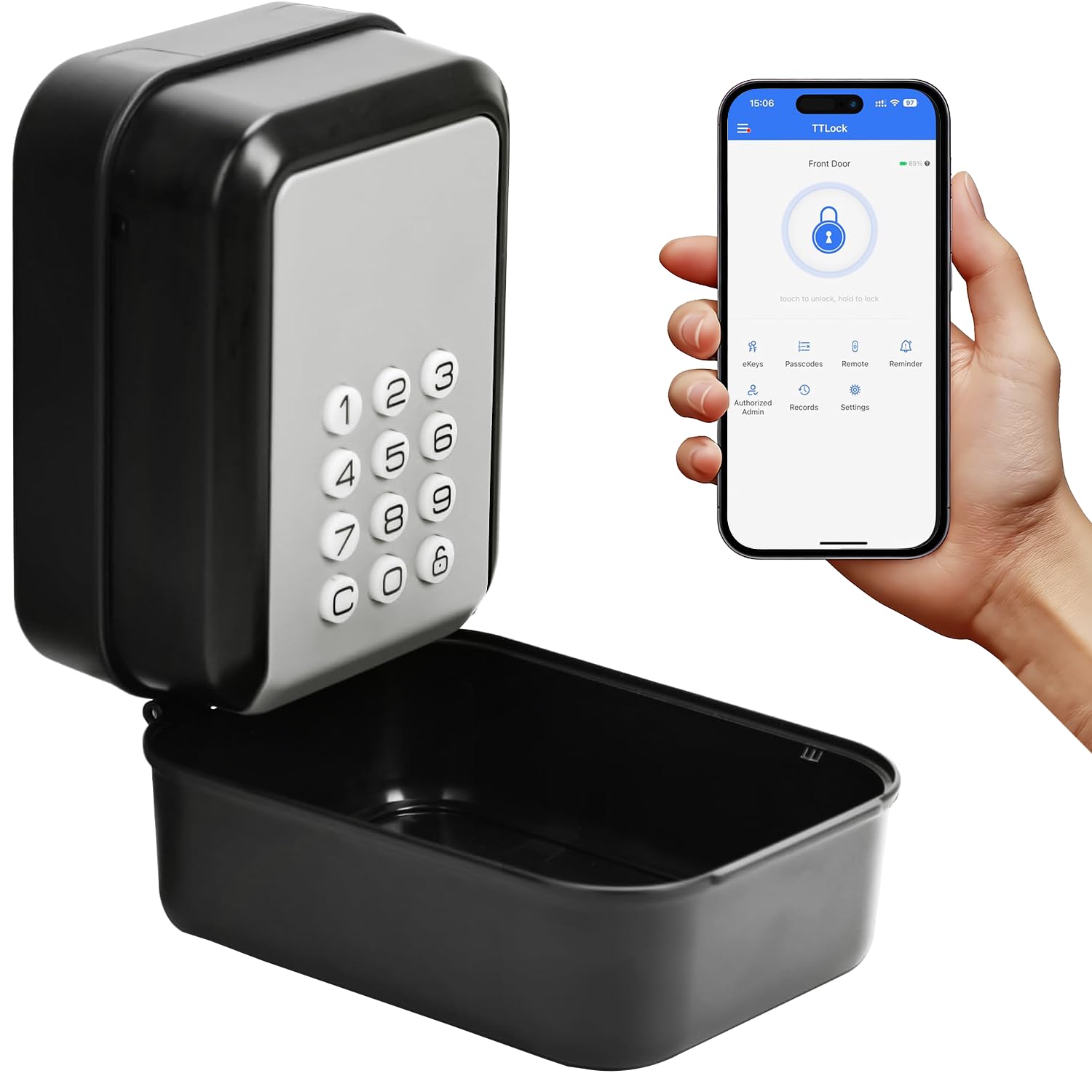 Cassetta portachiavi intelligente, elettronica con codice numerico esterno, Bluetooth a parete con numeri a 6 cifre, impermeabile, cassaforte per casa, garage, appartamento, vacanze