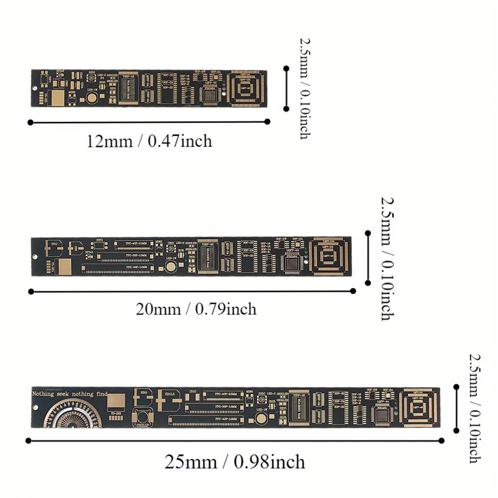 3 Tipi di Righello Multifunzionale for PCB, Strumento di misurazione, resistore, condensatore, Chip IC, SMD, diodo, Transistor, 15/20/25 cm(1 Set)