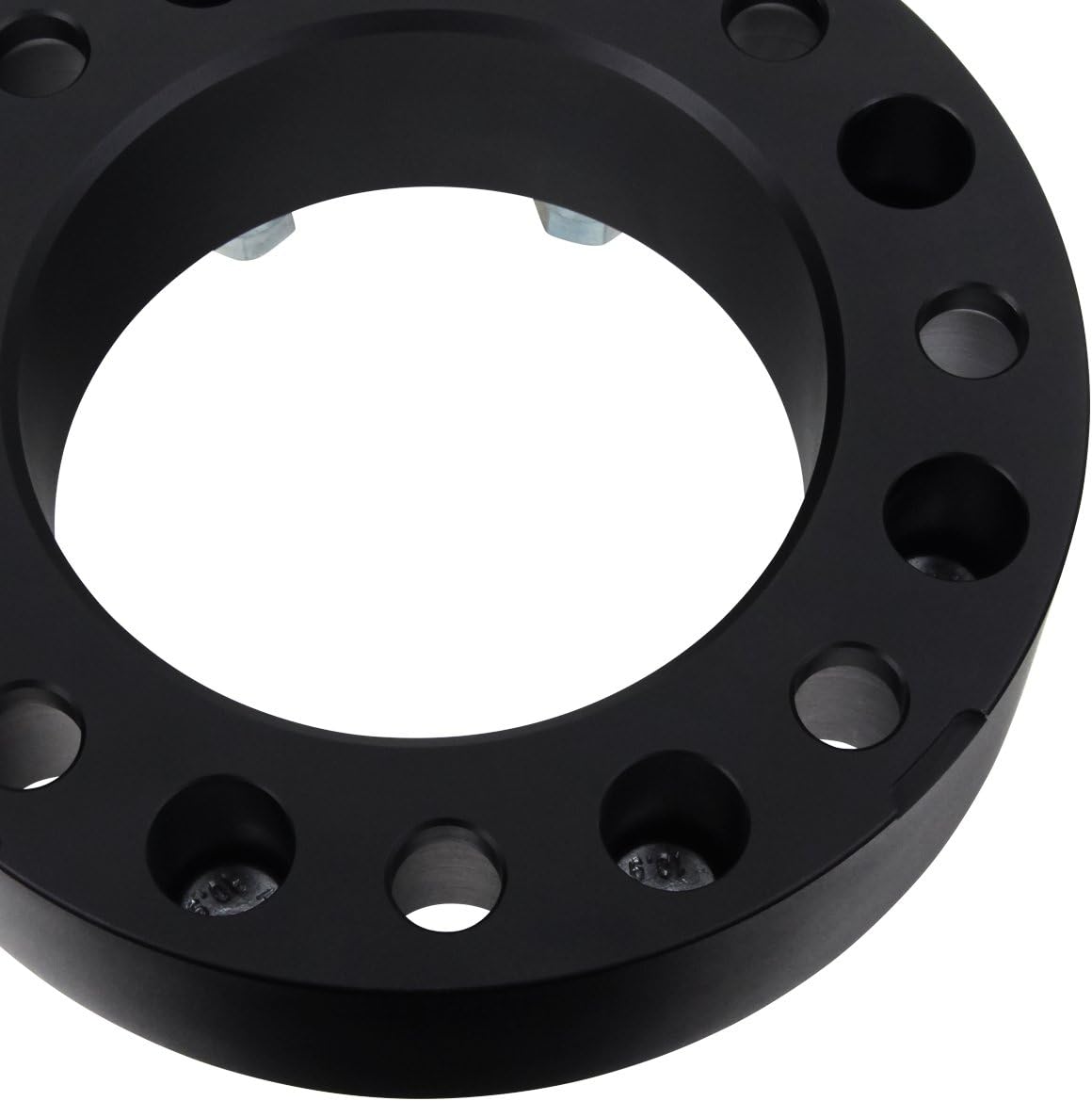 Supreme Suspensions - Set of 2 (Black) 1.5-inch Wheel Spacers for 2010-2014 Dodge Ram 2500/3500 (BP: 8x6.5 / CB: 130mm / Studs: M14 x 1.5) - 4 Tire Valve Caps Included
