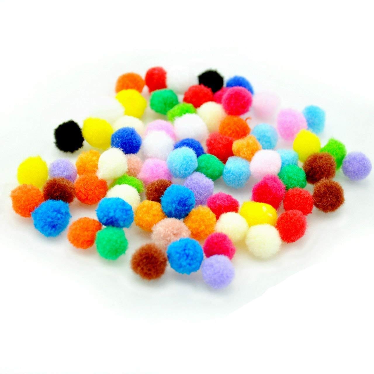 handloom hub Round Shaped Pompom Mixed Color Soft Fluffy Pom Pom for Art & Craft, Party Decoration (Multi, 200)