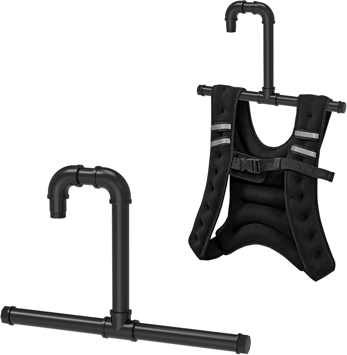 Weighted Vest Hanger - Heavy Duty Metal Clothing Rack for Weighted Vest Women Men – Holds Over 110 lbs, Sturdy Freestanding Garment Rack for 6lb/8lb/12lb/16lb/20lb/25lb/30lb weight vest