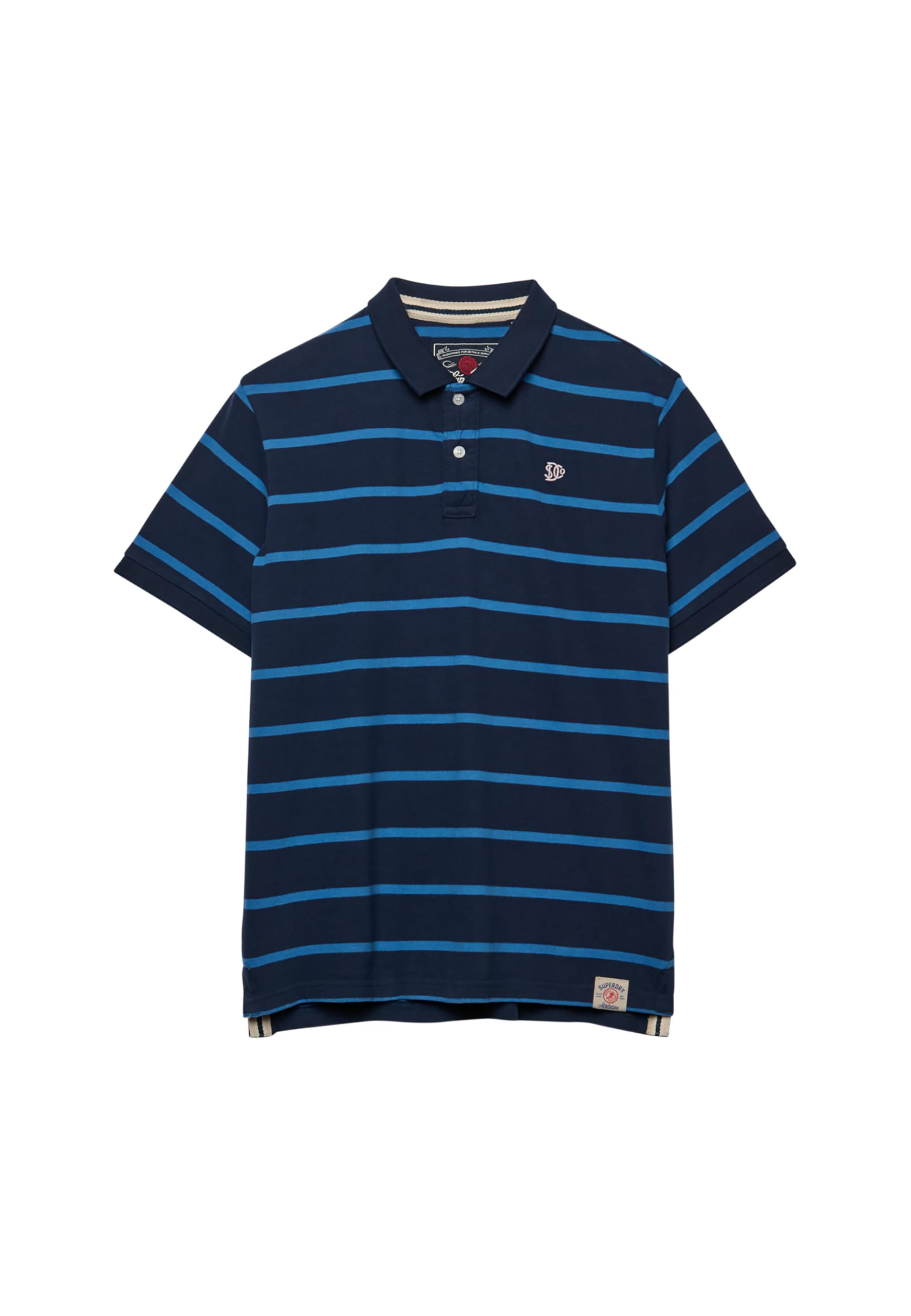 Superdry Men's Navy Stripe Vintage Jersey Polo Shirt, Xxl