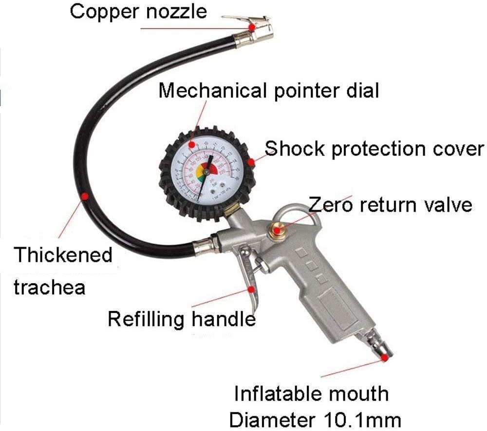 AGAATI Esperto di manometri per Pneumatici, Linea d'Aria per manometri per Pneumatici 0-220 PSI, Mantenimento del manometro per Pneumatici, manometro per Pneumatici per Auto