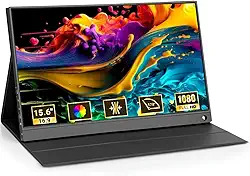 Monitor Portátil, 15.6Inch (Sem tela sensível ao toque), FHD 1080P Monitor Portátil Conectado Com USB C Dupla/HDMI, 1920x1080 IPS, Alto Contraste 1000:1, 250 cd/m²