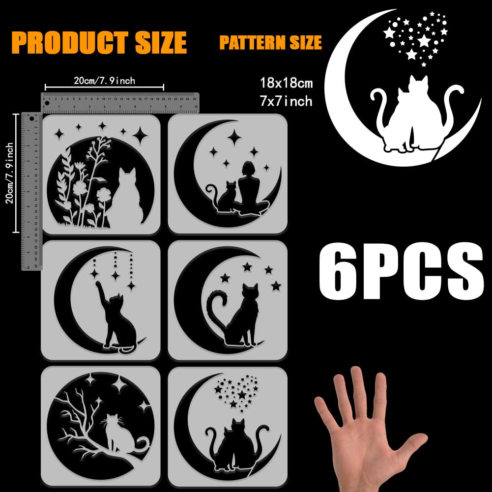 9 Stück Mal-Schablonen 21x29.7cm - Schlangen, Blumen, Mondphasen