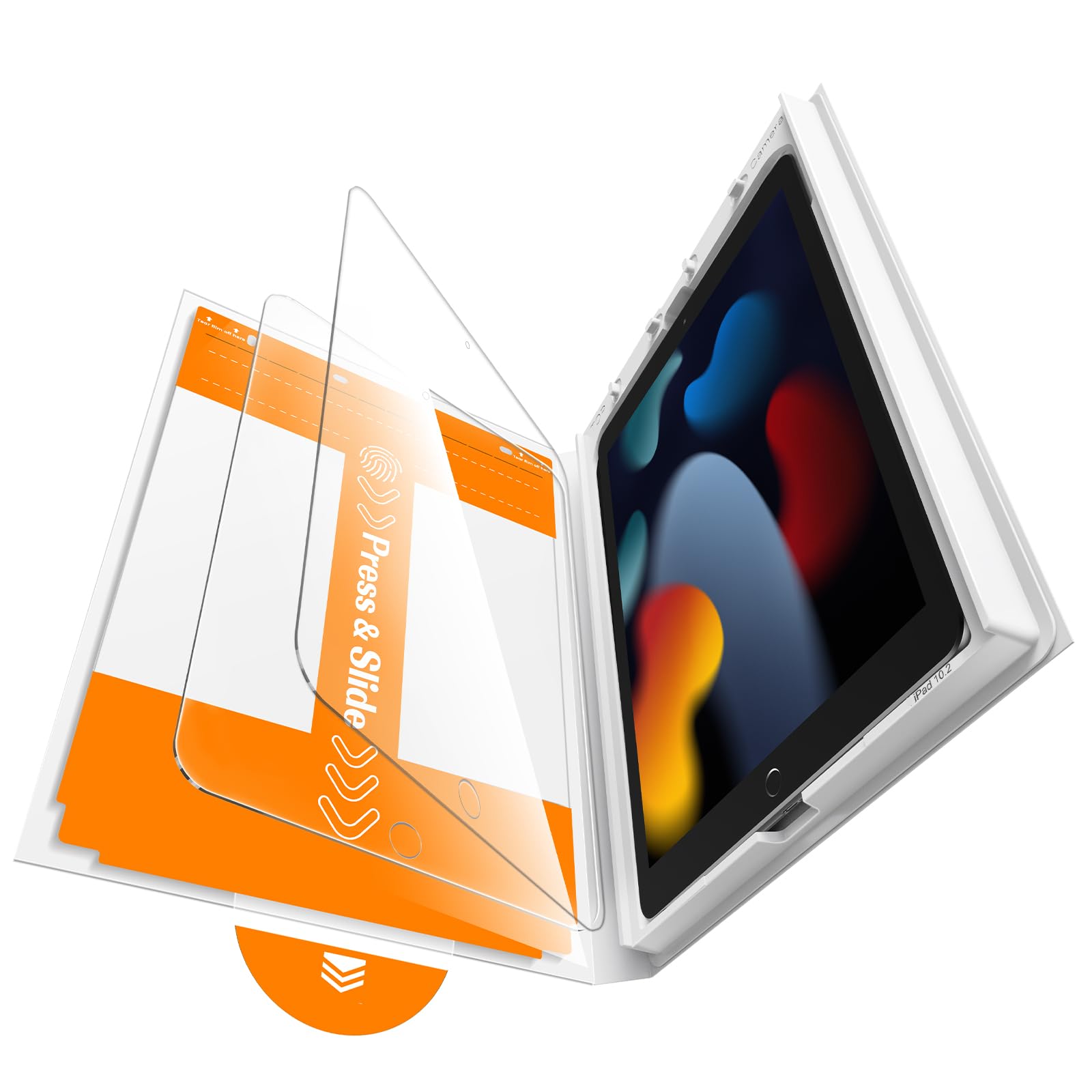 iGluz 2 Pack for iPad 10.2-inch(9th/8th/7th Gen.) 9H+ Tempered Glass Screen Protector with Easy-Install Box[12FT Military Grade Shatterproof] Apple Pencil Compatible,HD Clarity,Scratch Resistant
