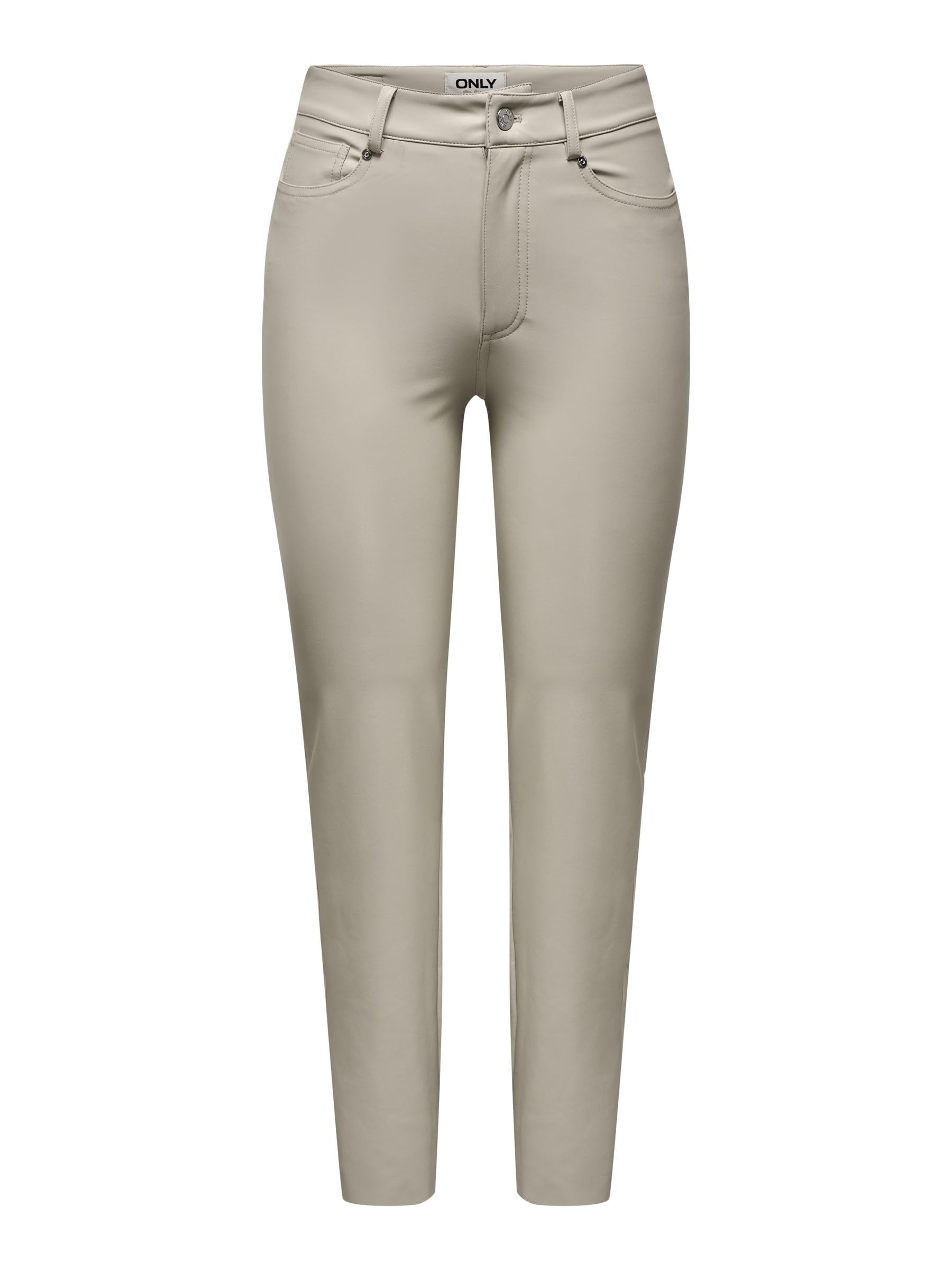 Name It Women's Onlemily Hw St ANK Faux Leather PNT Noos, Silver Lining, S / 34L