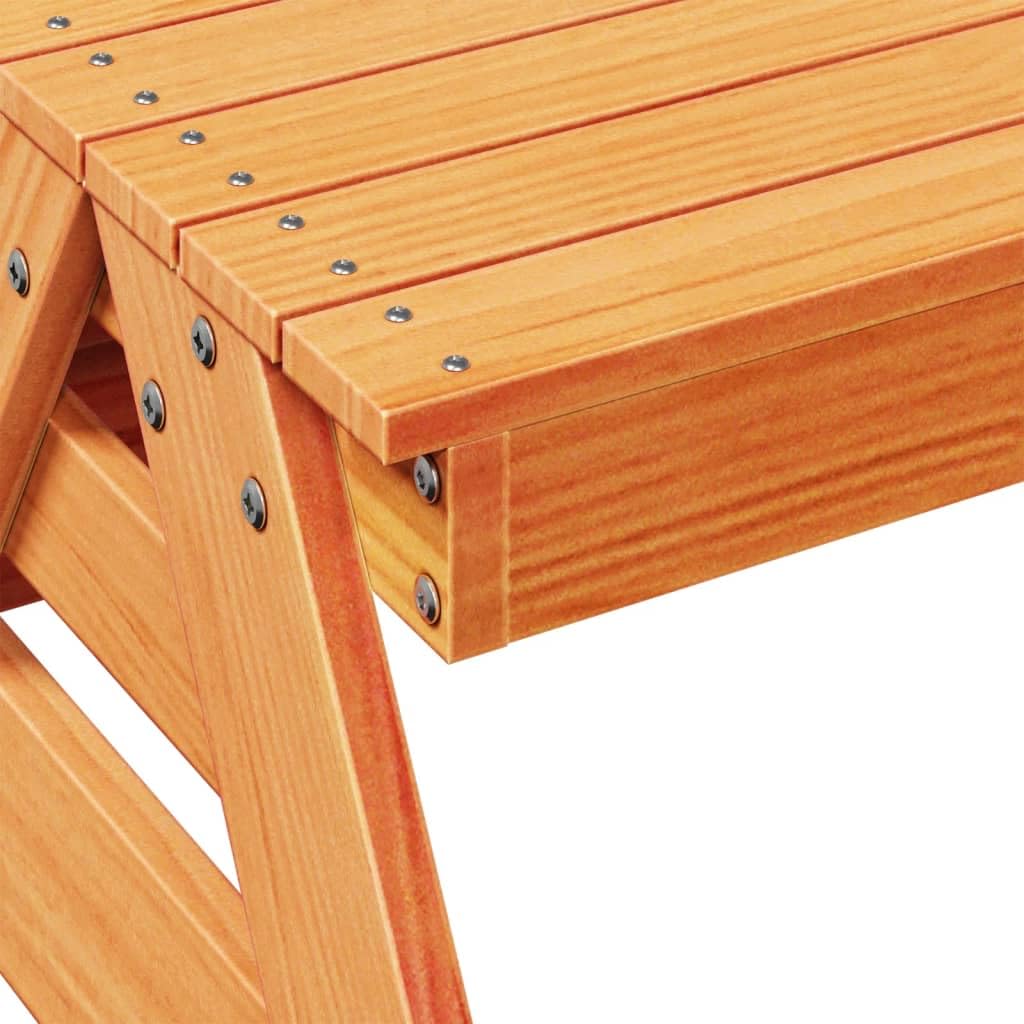 Tavolo da picnic per esterni, tavolo da picnic per bambini marrone cera 88 x 97 x 52 cm in legno massello di pino