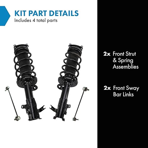 Miniatura 114 de TRQ Kit de suspensión delantera, conjunto de amortiguadores y resortes, barra estabilizadora, enlace estabilizador compatible con Chevrolet