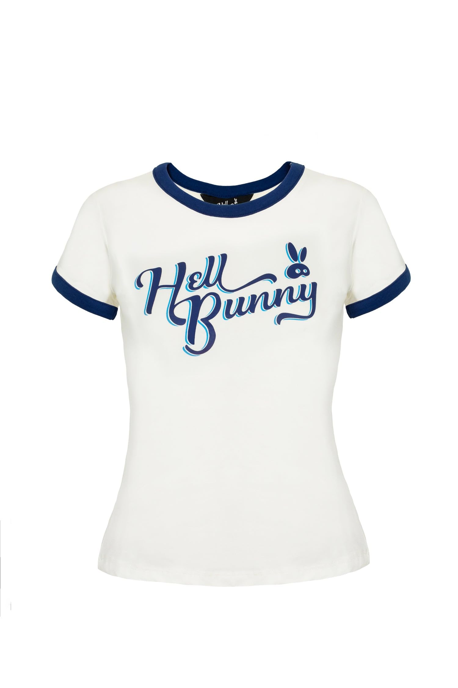Hell Bunny Women's Navy Lucy 70'S Style Retro T-Shirt In | Size: Small