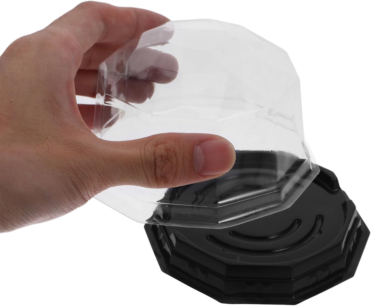 100pcs PET Polygon Cake Box with Black Base for Cakes and Treats image 3